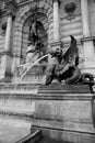 The statues and architectural elements of the main facade of the Grand Opera. Royalty Free Stock Photo